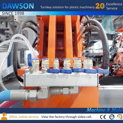 130 kg por hora de salida máquina de moldeo por extrusión de soplado para HDPE 5L Jerrycan de alta velocidad de fabricación de plástico