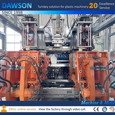 13.8kw potencia de calefacción de tornillo de doble estación de la máquina de fabricación de la lata para PE botella de plástico de plaguicidas extrusión de soplado moldeo