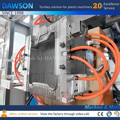 13.8kw potencia de calefacción de tornillo de doble estación de la máquina de fabricación de la lata para PE botella de plástico de plaguicidas extrusión de soplado moldeo